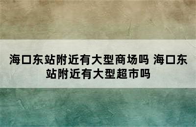 海口东站附近有大型商场吗 海口东站附近有大型超市吗